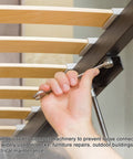 A person using a wrench to tighten heavy duty brass flat washers in a furniture assembly project. Heavy Duty Brass Flat Washers 20 Piece Set Rock Solid M5 Sealing Rings Rust Resistant For Bolts Screws Nuts Top Shelf Hardware Gear That Will Kick Ass On Any DIY Project And Last Forever.