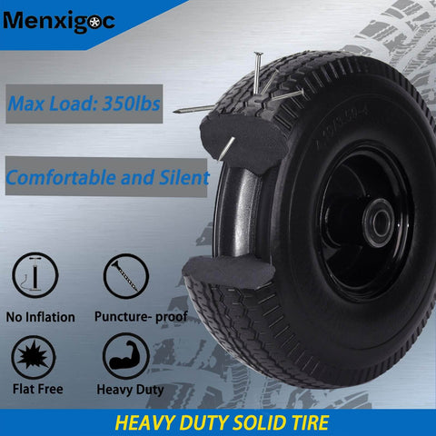 Ensemble roue et pneu Inch ultra-résistant de 25 Inch pour diables, remorques de jardin, chariots et chariots à roulettes ; vue de profil montrant la bande de roulement et la conception anti-crevaison.