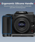 Camera Cage For Canon R50V Full Cage With Silicone Grip showcased highlighting ergonomic handle and accessory mounts.
