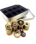 608zz 627z gold titanium skate bearings set for inline skates longboards and scooters ABEC 9 high speed quiet durable 16 pieces on display