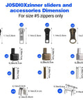 41 Piece Zipper Repair Kit Black Durable Universal Replacement Sliders dimensions for separating jacket zippers