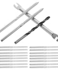 Cable Railing Kit For Deck And Stair With One Eighth Inch Compression Lag Screws In Stainless Steel Adjustable Tightness Wire System