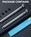 2 Pack Slim Pencil Tire Pressure Gauge Set With 10-75 PSI Range, 70-550 kPa And 0.7-5.5 Bar, Stainless Steel Body, Tire Caps Included