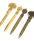 Sleek Zinc Alloy Letter Opener With Retro Pattern, Ergonomic Handle, Compact Desk Accessory for Home Office, set of ornate designs