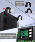 All In One pH and Temperature Meter for Aquariums and Hydroponics with wall mount hanger displayed
