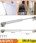 50N Gas Spring Cabinet Door Hinges Featuring Slick Design And Smooth Operator Soft Close Hydraulic Lift Support for a cabinet.
