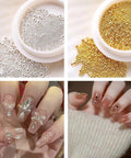 DIY Mani Pros Will Love Mixed Sizes Nail Beads Kit With Magnetic Pen And Tweezers For Nail Art, gold silver mini caviar beads, nail decor