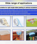 Wide range of labeling options for 90 degree corners using tamper-evident seals on product packaging like cosmetics and electronics.