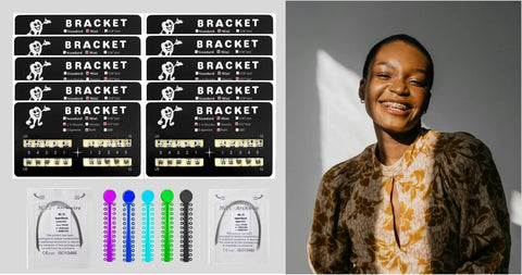 Teeth Model Mini Roth Brackets Roth 022 Slot Bondable With Hook Stainless Steel 200 Pieces Per Pack DIY Braces Kit with color bands