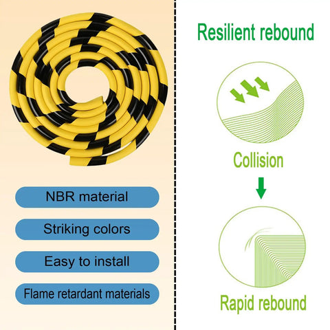 Hassle Free Rig Ready L Shape Garage Wall Bumpers Yellow Black Nbr Foam Edge Protectors Peel And Stick Corner Guards For Warehouse And Shop Furniture Shields