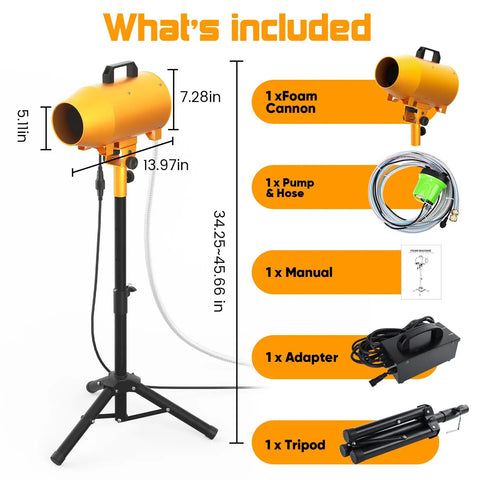 What’s included with the Whip Up An Insane Amount Of Froth With This Beast 1000W Outdoor Foam Party Machine.