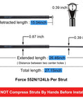 Diagram of Heavy Duty RV Awning Gas Struts For Power Awnings With 69 To 78 Inch Arm, 26 Inch Length, 124 Pound Each