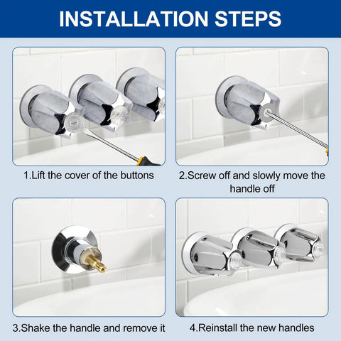 Installation steps for Three Piece Shower Knob Replacement Kit For Price Pfister And Gerber Faucets with screwdriver