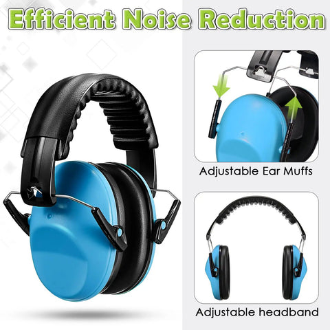 Blue Six Pack Kids Noise Cancelling Ear Muffs, Adjustable 27 NRR Hearing Protection For Toddlers, Travel And Events