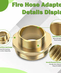 Brass Fire Hydrant Hose Adapter 2-1/2 In NST Male To 2 In NPT Male, Heavy-Duty, Leak-Resistant Octagonal Connector For Hoses, Hydrants, Standpipes And Industrial Water Systems, brass threaded close-up