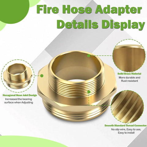 Brass Fire Hydrant Hose Adapter 2-1/2 In NST Male To 2 In NPT Male, Heavy-Duty, Leak-Resistant Octagonal Connector For Hoses, Hydrants, Standpipes And Industrial Water Systems, brass threaded close-up