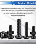 Top Shelf Metric Screw Assortment Kit With 2236 Heavy Duty Carbon Steel Fasteners including bolts and nuts on display.