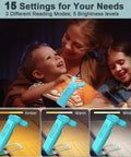 Family reading with Lit Clip On USB Book Light For Reading In Bed With Three Color Modes And Five Brightness Levels Eye Caring