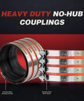 Heavy Duty No-Hub Coupling With Red Shield 4 Inch Built To Last For Joining Cast Iron Drain Waste And Vent Pipes