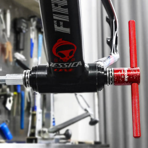 Pro Grade Bicycle Bottom Bracket Install And Removal Tool Kit with CNC aluminum handle on bike