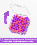 Open container of beads from Clear Bead Organizer Storage Box Set With 31 Hinged Lid Containers for crafts and small parts storage