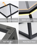 Dope LED End Table With Lamp Bedside Nightstand And Coffee Table Black Geometric Rectangle Metal Desk Lamp Shelf details