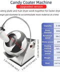 Heavy Duty Commercial Sugar Coating Machine And Mini Chocolate Panner For Candy Nut Coating with upgraded heating dryer.