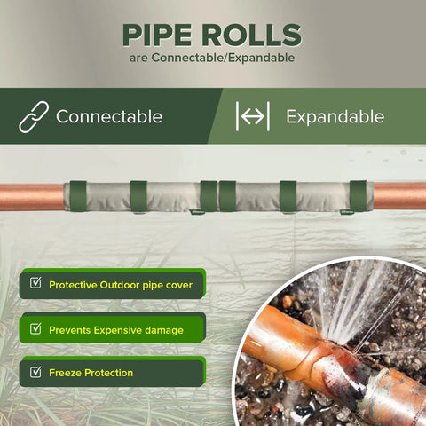 Original Pipe Insulation Roll That Keeps Pipes From Freezing This Winter, Connectable and Expandable Pipe Protection
