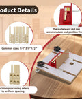 Router Table Box Joint Jig With Brass Indexing Keys Three Sizes 1/4, 3/8, 1/2 displayed on table