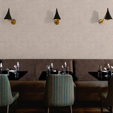 Abstract Animal Textured Vinyl Wallpaper Custom Printed Dope Wallcovering Heavy Duty Commercial Grade in restaurant setting.