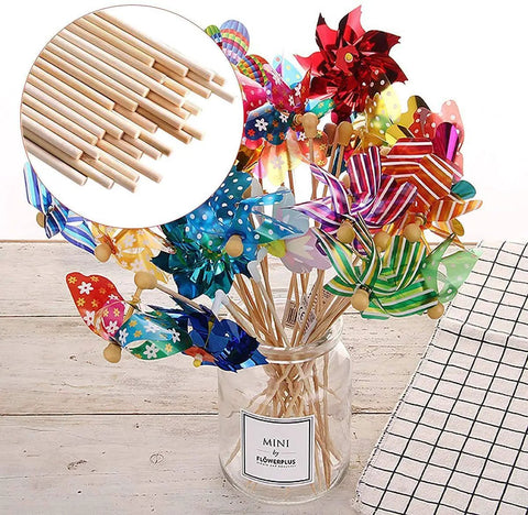 Top Tier 100 Piece 1/8 By 6 Inch Wooden Dowel Rods Smooth Bamboo Craft Sticks Bulk DIY Staple for cake decorating in a vase.