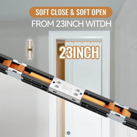 72 Inch Pocket Door Hardware Kit With Soft Close, Heavy Duty Aluminum Track, installed on 23 inch wide door