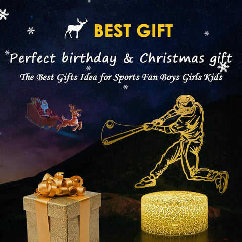 Promotional image showing Baseball Man 3D Lamp Night Light With Remote Control And Touch Sensor as a gift idea.