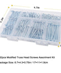 Top Shelf Number Eight Modified Truss Head Wood Screws Assortment Kit Featuring 132 Rock Solid Pieces in a clear storage box.