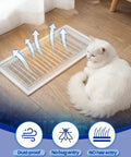 DIY PC Case Dust Filter Kit 39.37 x 11.81 Inches With 0.5 mm High Airflow Holes next to a white cat on wooden floor