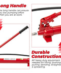 12-Ton Porta Power hydraulic jack kit in red with long handle and 55-inch hose; Amazon Home Improvement