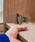 Semi Concealed Self Closing Cabinet Hinges Steel One Half Inch Overlay 2 Pack high stability shown on wooden cabinet door