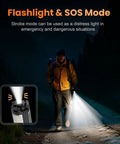 Person using Your Go To Camping Light With Stand, Cordless LED Work Light, 2200 Lumens, in strobe mode for emergencies at night.