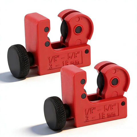 Two Pack Tubing Cutter Set For Copper, Brass, Aluminum And PVC Pipe, 1/8 Inch To 5/8 Inch Cut Range, Heavy Duty Steel Construction