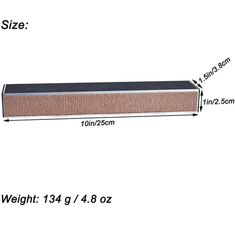 10 Inch Professional Guitar Fret Leveling Beam And Heavy Grit Sanding File Block with dimensions and weight details.