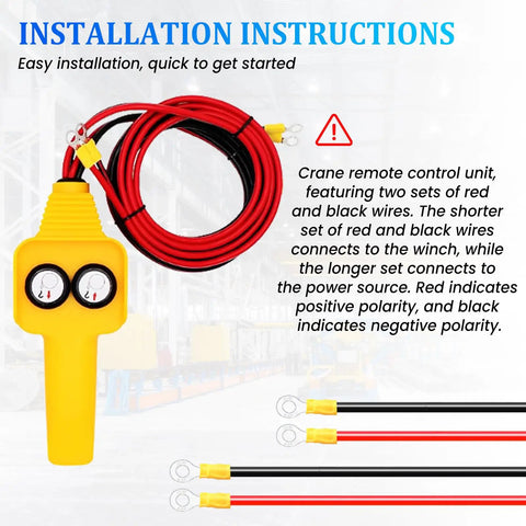 Crane remote control unit with red and black wires, part of Beefy Electric Pickup Truck Crane With 1800 Lbs Lift Folding Truck Bed Crane