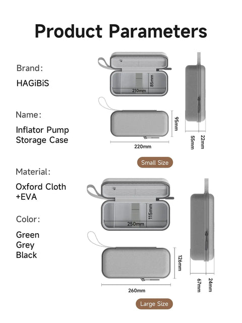 Dimensions of Grab And Go Rugged Travel Carrying Case For Tire Inflator And Air Compressor EVA 900D Oxford Hard Shell