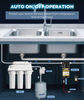 Installed 200GPD Booster Pump For RO System Complete Kit With Quick Connect Design under kitchen sink with dual sink setup.