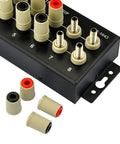 Eight Outlet DC Power Distribution Strip With Beefy High Current Terminals 60V 50A Total 30A Per Port showing banana jack outputs.