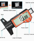 Digital Tire Tread Depth Gauge With Large LCD Display Inches Millimeters And Fraction Conversion showing zeroing feature