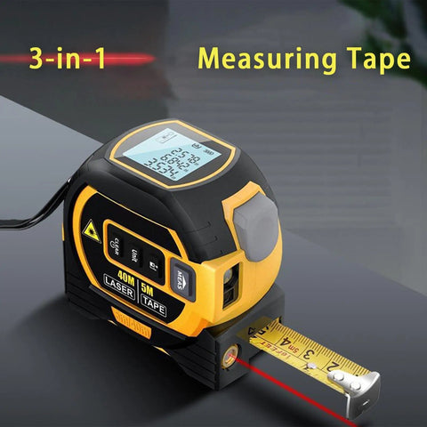 Hella Accurate Digital Tape Measure With Cross Line And Auto Lock, Heavy Duty 3 In 1 Rangefinder For Area And Volume Stats, Solid Memory Bank Plus Bright Lcd Panel For Any Quick Fix Around Town