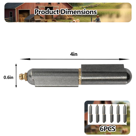 Rock Solid 4 Inch Bullet Weld On Hinges, Heavy Duty Carbon Steel Barrel Hinge Kit, Badass Weldable Pivots For Grills, Detachable Gates, Driveways, Trailers, Snag This Legit 6 Pack