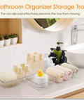 10 Piece Clear Drawer Organizer Set With Three Sized Trays Solid Bathroom Vanity Or Kitchen Storage Heavy Duty Plastic Bins on vanity.