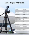 80 Inch Aluminum Fluid Head Video Tripod With Quick Release Plate and camera setup, smooth 360 pan, in outdoor setting