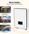 Tankless Electric Water Heater 4500W With Digital Screen Display For Instant On Demand Hot Shower No Nonsense Flow Top Shelf Safety Shield bathroom use.